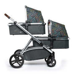 Cosatto Wow XL Additional Carrycot (Nordik) - side view, shown here fixed to the Wow XL 3-in-1 to create a double pram (Wow 3-in-1 available separately)
