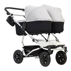 Mountain Buggy Duet v3.2 Carrycot Plus 2018+ (Silver) - rear view, showing the Duet with two carrycots (Duet not included, available separately)