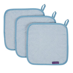 ClevaMama Bamboo Baby Washcloths - Set of 3 (Blue) - shown flat