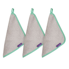 ClevaMama Bamboo Baby Washcloths - Set of 3 (Grey) - showing the useful hanging loops