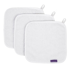 ClevaMama Bamboo Baby Washcloths - Set of 3 (White) - shown here flat