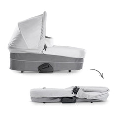 Hauck Saturn Carrycot (Lunar/Stone) - side view, showing the carrycot both folded and unfolded