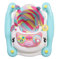 MyChild Baby Unicorn Walker Rocker (Rainbow) - overhead view, showing the spacious seat and toy panel