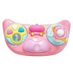 MyChild Baby Unicorn Walker Rocker (Rainbow) - front view, showing the toy panel