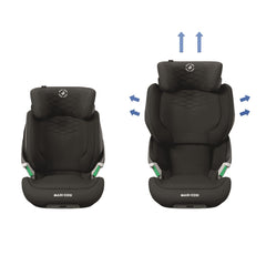 Maxi-Cosi Kore Pro i-Size Child Car Seat (Authentic Black) - front view, showing how the seat grows with your child