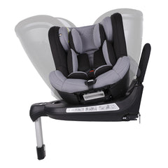 Mountain Buggy Safe Rotate ISOFIX Car Seat (Black/Silver) - side view, showing the seat`s spinning function