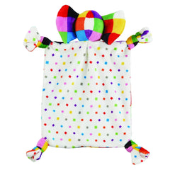 Elmer the Elephant Comforter - rear view, showing Elmer`s colourful reverse