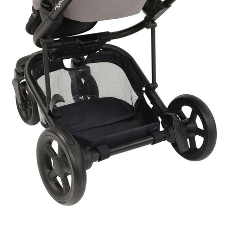 BabyStyle Hybrid Edge 2 Stroller (Mist) - rear view, showing the stroller`s spacious basket