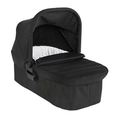 Baby Jogger City Mini 2 Carrycot (Jet) - quarter view, shown with the apron flap lowered