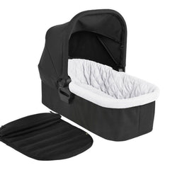 Baby Jogger City Mini 2 Carrycot (Jet) - quarter view, showing the carrycot`s interior and apron