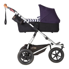 Mountain Buggy 2019 Carrycot Plus (Nautical) for Urban Jungle/Terrain - side view, shown in use as a pram (pushchair chassis not included, available separately with pushchair)