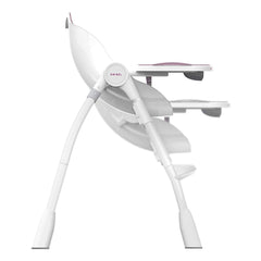 Oribel Cocoon Highchair (Rose Pink) - side view, showing the different heights