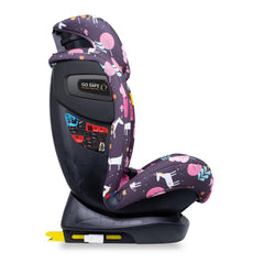 Cosatto All In All Plus ISOFIX Car Seat (Unicorn Land) - side view, shown with headrest fully raised and showing the GO-Safe side impact protection