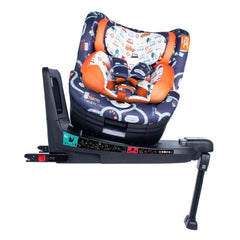 Cosatto RAC Come & Go i-Rotate i-Size Car Seat (Road Map) - side view, showing the seat rotated for ease of access