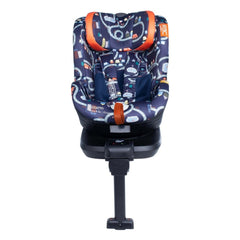 Cosatto RAC Come & Go i-Rotate i-Size Car Seat (Road Map) - front view, showing the seat forward-facing with the headrest raised