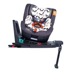Cosatto RAC Come & Go i-Rotate i-Size Car Seat (Mister Fox) - side view, showing the seat rotated for ease of access
