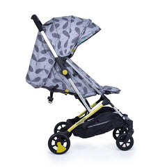 Cosatto Yay Stroller (Seedling) - side view, shown here with seat reclined, sun visor extended and leg rest raised