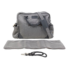 Mountain Buggy Urban Jungle - Luxury Collection Bundle (Herringbone) - front view, showing the included changing bag with its mat and clips