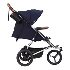 Mountain Buggy Urban Jungle - Luxury Collection Bundle (Nautical) - side view, shown with the seat reclined and the hood extended