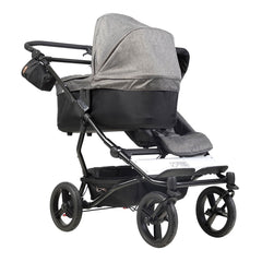 Mountain Buggy Duet - Luxury Collection Bundle (Herringbone) - quarter view, showing the carrycot fixed to the chassis