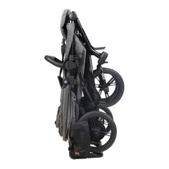 Mountain Buggy Duet - Luxury Collection Bundle (Herringbone) - side view, showing the buggy folded