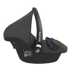 Maxi-Cosi Rock i-Size Group 0+ Infant Car Seat (Essential Black) - side view, shown here with its canopy raised