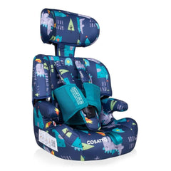 Cosatto Zoomi Group 123 Car Seat with 5 Point Plus (Dragon Kingdom) - quarter view, shown here with the insert removed and the headrest raised