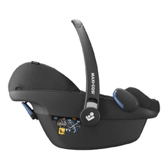 Maxi-Cosi Pebble Pro i-Size Car Seat (Essential Black) - side view, showing its helpful installation instructions
