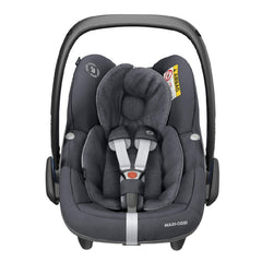 Maxi-Cosi Pebble Pro i-Size Car Seat (Essential Graphite) - front view, shown here with its newborn insert
