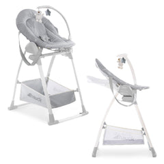 Hauck Sit 'n' Relax Highchair (Stretch Grey) - showing the newborn bouncer fixed onto the frame