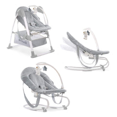 Hauck Sit 'n' Relax Highchair (Stretch Grey) - showing the bouncer fixed to the highchair and sitting on the floor
