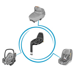Maxi-Cosi FamilyFix3 Base - graphic illustrating three of its compatible products