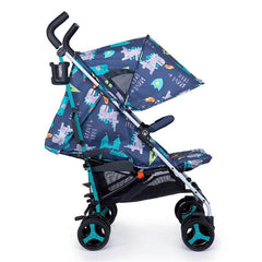 Cosatto Supa 3 Stroller (Dragon Kingdom) - side view, shown here with its hood fully extended and leg rest raised