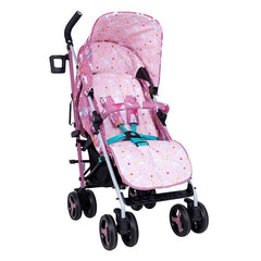 Cosatto Supa 3 Stroller (Dusky Unicorn Land) - quarter view, showing the summer liner section of the footmuff