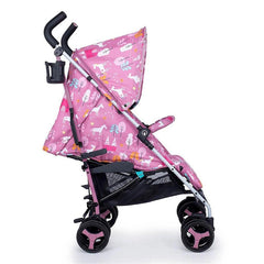 Cosatto Supa 3 Stroller (Dusky Unicorn Land) - side view, shown here with its seat fully reclined