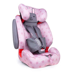 Cosatto Judo Group 123 ISOFIX Car Seat (Bunny Buddy) - quarter view, showing the anti-escape 5-point safety harness