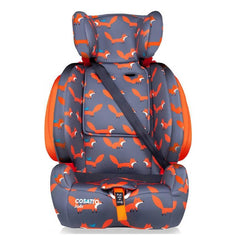 Cosatto Judo Group 123 ISOFIX Car Seat (Mister Fox) - front view, shown here without the 5-point harness and using a 3-point car seat belt