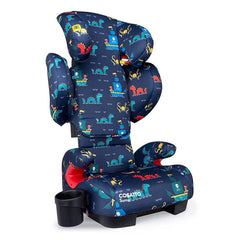 Cosatto Sumo Group 2/3 ISOFIT Car Seat (Sea Monster) - quarter view, showing the head/backrest fully raised