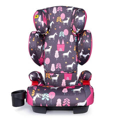 Cosatto Sumo Group 2/3 ISOFIT Car Seat (Unicorn Land) - front view, showing the seat with its head/backrest raised