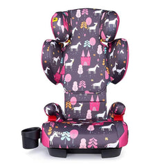 Cosatto Sumo Group 2/3 ISOFIT Car Seat (Unicorn Land) - front view, showing the seat with its head/backrest fully raised