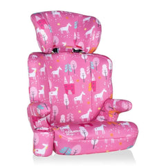 Cosatto Ninja Group 2/3 Car Seat (Candy Unicorn Land) - quarter view, showing the removable cup holder