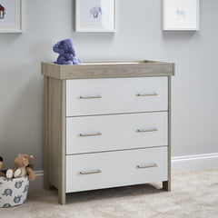 Obaby Nika Changing Unit (Grey Wash & White) - lifestyle image, shown here with the changing section