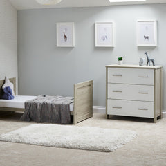 Obaby Nika 2 Piece Room Set (Grey Wash & White) - lifestyle image, shown here with the junior bed