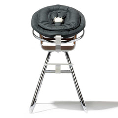 iCandy Mi-Chair Newborn Pod (Grey) - front view, showing the newborn pod attached to iCandy`s Mi-Chair creating a newborn highchair (Mi-Chair not included, available separately)