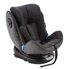MyChild Chadwick ISOFIX Car Seat - Group 0123 (Black/Grey) - quarter view, showing the seat in forward-facing mode and without the newborn insert cushion