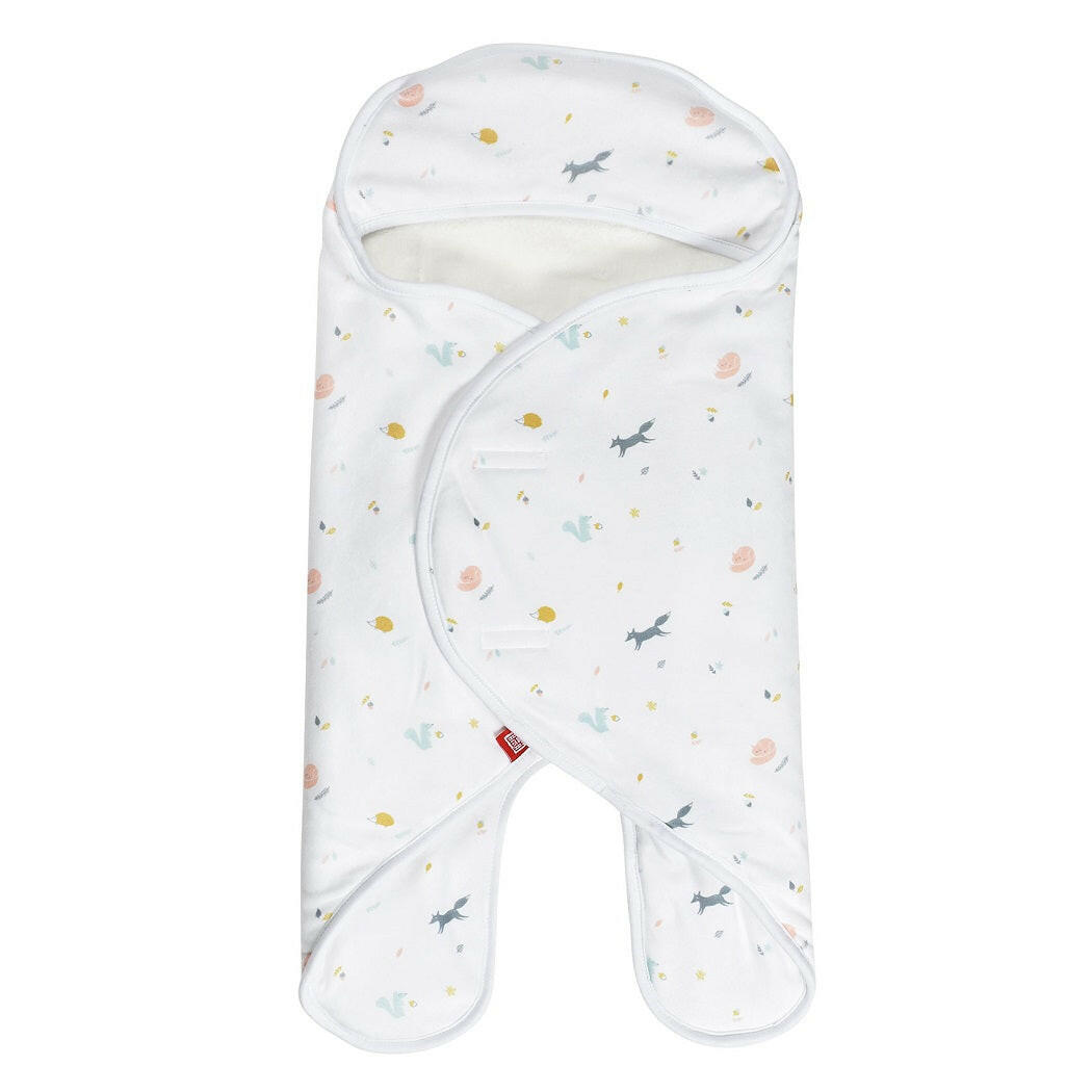 Red Castle Babynomade Double Fleece Blanket, 0-6 Months Happy Fox/White