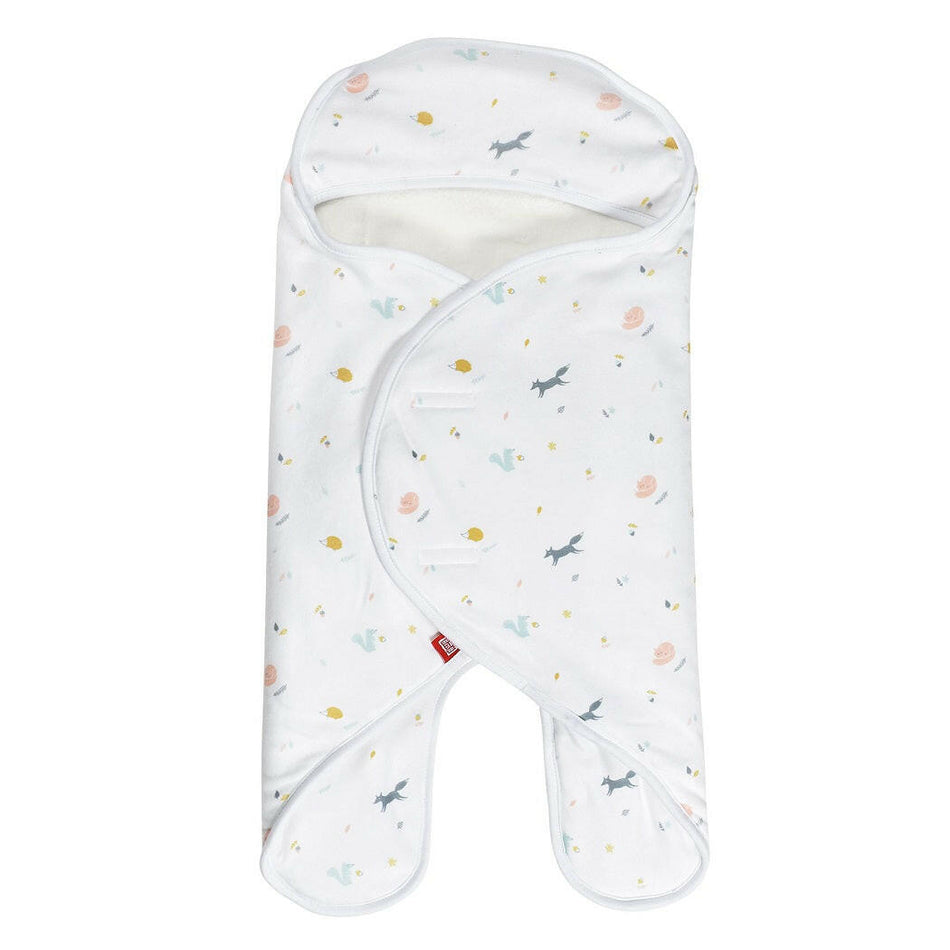 Red Castle Babynomade Double Fleece Blanket, 0-6 Months Happy Fox/White