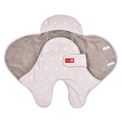 Red Castle Babynomade Double Fleece Blanket (Miss Sunday) - showing a Babynomade interior and its waist belt and flap