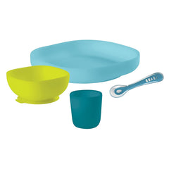BEABA Silicone Meal Set (Blue) - showing the included items