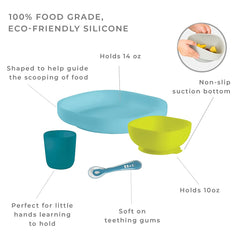BEABA Silicone Meal Set (Blue) - showing some of the features of this set